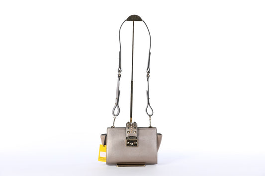 Valentino Silver Leather Rockstud Push Latch Crossbody Bag