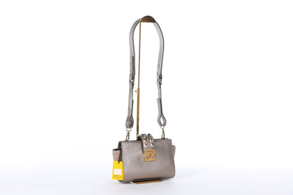 Valentino Silver Leather Rockstud Push Latch Crossbody Bag