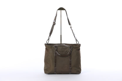 Prada Brown/Olive Top Handle Bag w Adjustable Shoulder Strap w Dust Bag