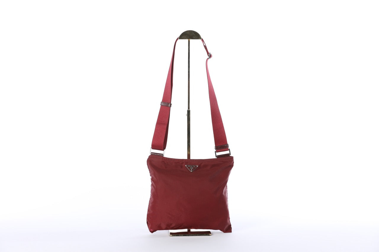 Prada Nylon Red WIne Small Crossbody Bag