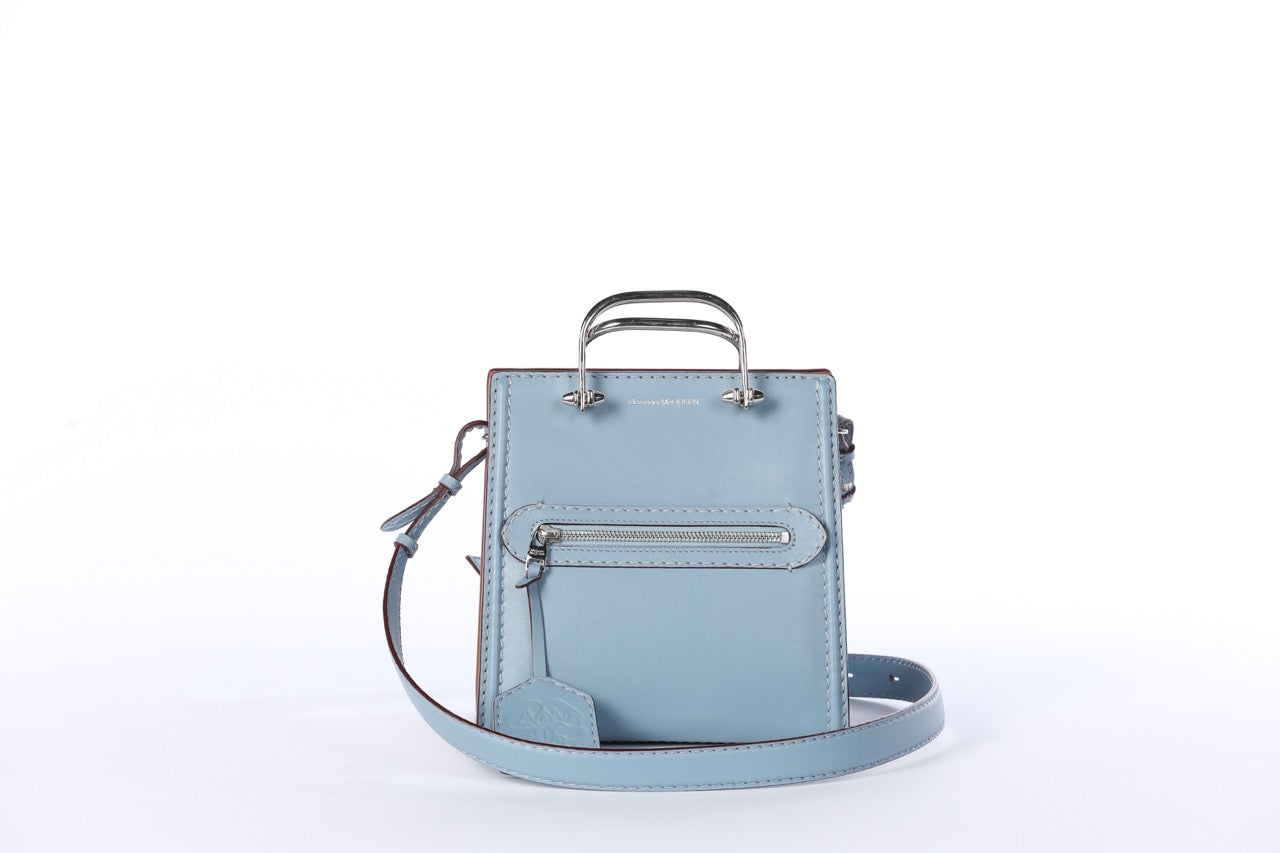 Alexander McQueen Light Blue ''The Short Story'' Mini Tote Bag