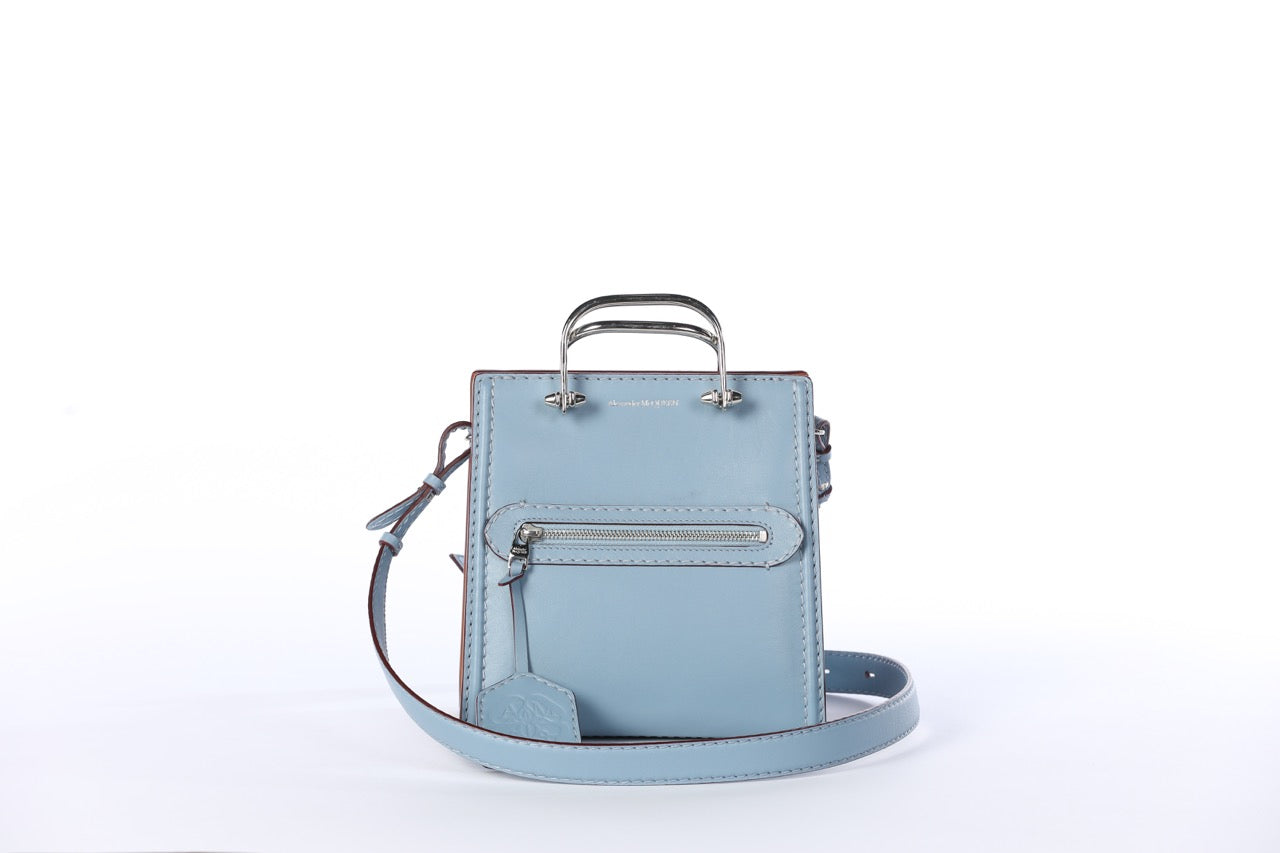 Alexander McQueen Light Blue ''The Short Story'' Mini Tote Bag