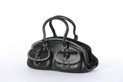 Christian Dior Black Detective Handbag w/ White Stitching