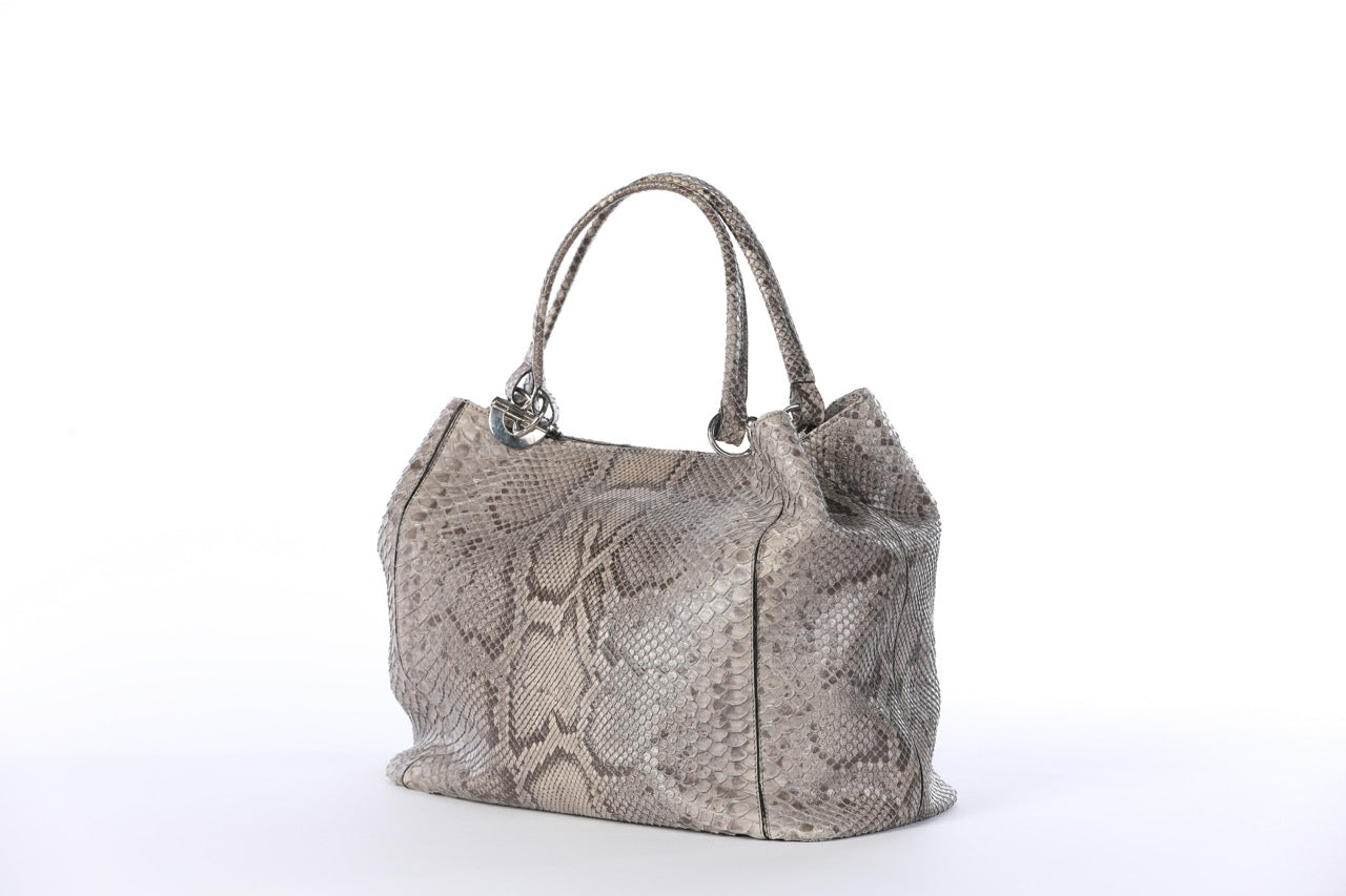 Cape Cobra Grey Snakeskin Large Shoulder Bag w/ Coin Purse & Mirror