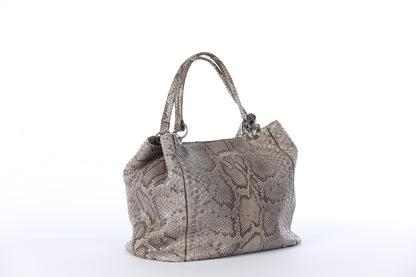 Cape Cobra Grey Snakeskin Large Shoulder Bag w/ Coin Purse & Mirror