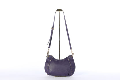 Michael Kors Purple Leather Hobo Crossbody/Shoulder Bag w Gold Hardware & Studs