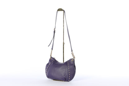 Michael Kors Purple Leather Hobo Crossbody/Shoulder Bag w Gold Hardware & Studs