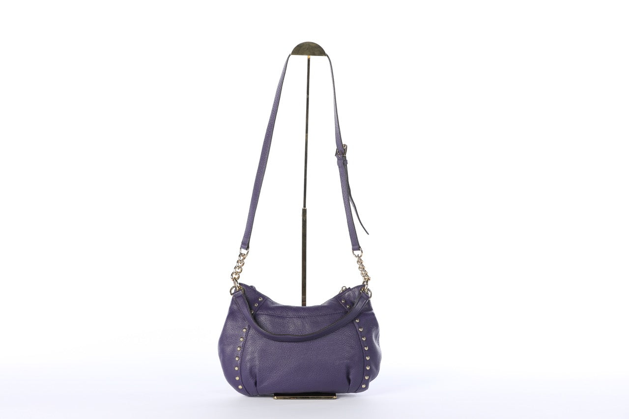 Michael Kors Purple Leather Hobo Crossbody/Shoulder Bag w Gold Hardware & Studs