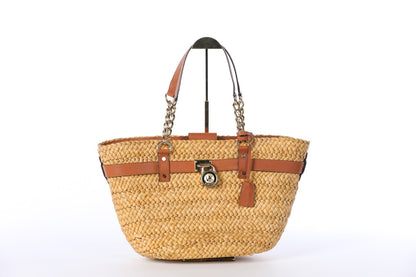 Michael Michael Kors "Hamilton" Straw Tote Bag