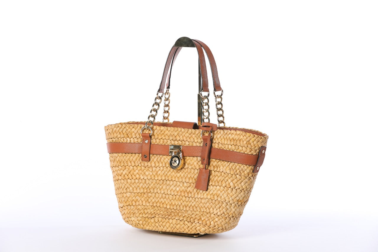 Michael Michael Kors "Hamilton" Straw Tote Bag