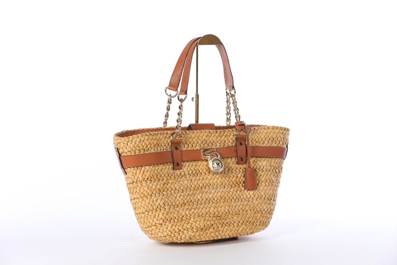 Michael Michael Kors "Hamilton" Straw Tote Bag