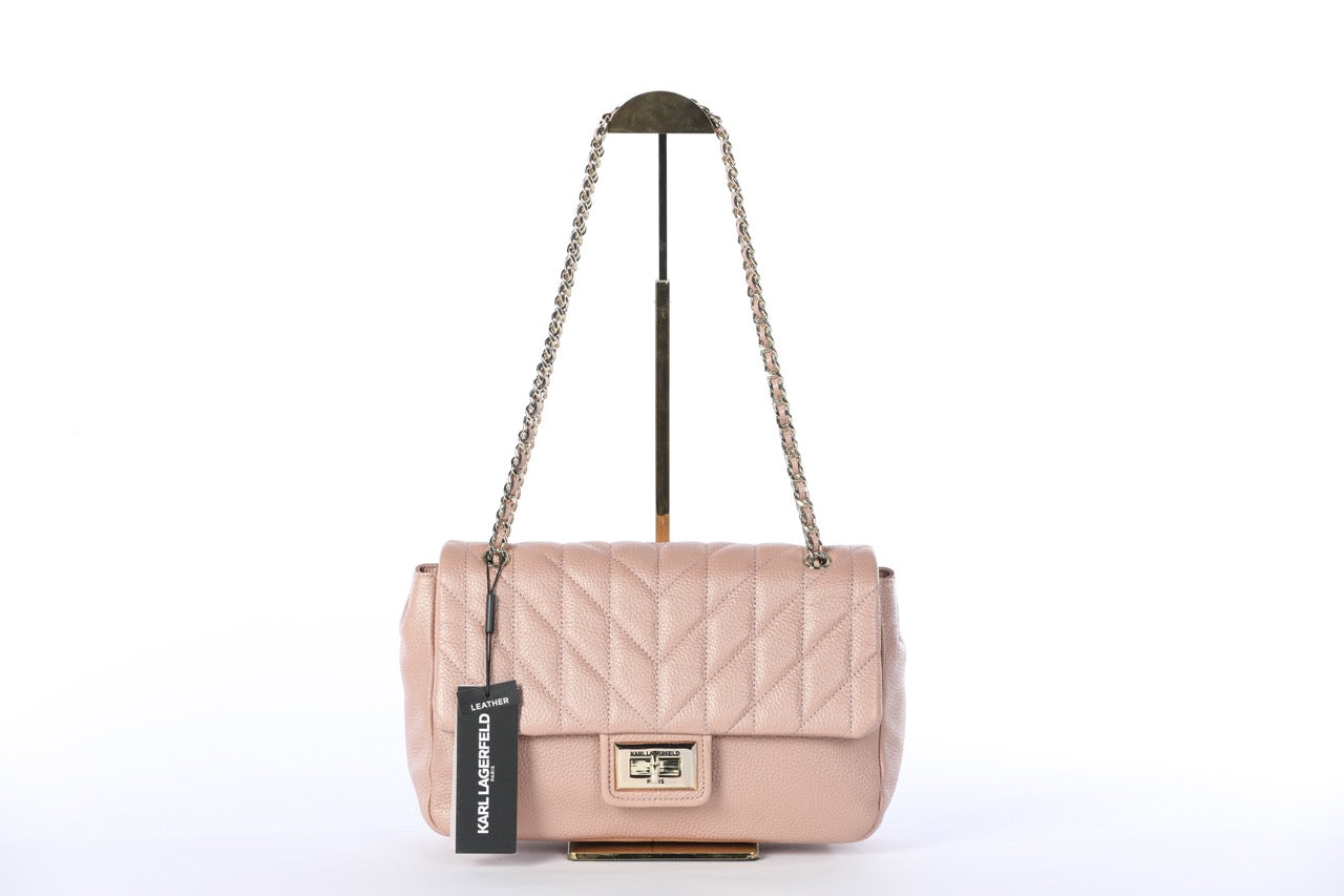 Karl Lagerfeld Dusty Rose Quilted Shoulder Bag NWT