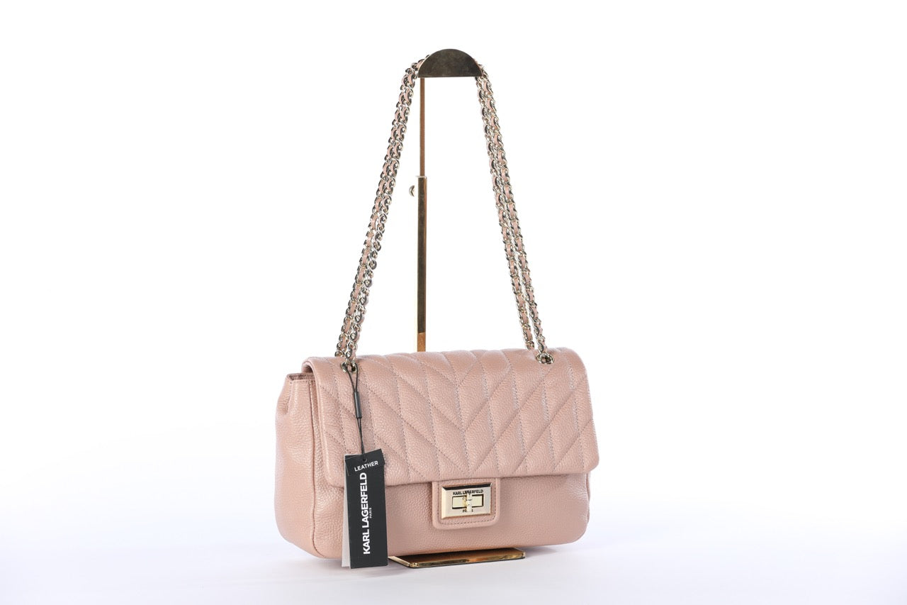 Karl Lagerfeld Dusty Rose Quilted Shoulder Bag NWT