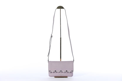 Karl Lagerfeld Leather Cross Body Bag w/ Pearl & Gold Grommet Details