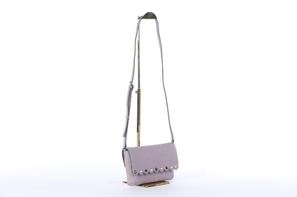 Karl Lagerfeld Leather Cross Body Bag w/ Pearl & Gold Grommet Details