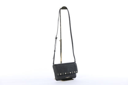 Karl Lagerfeld Leather Cross Body Bag w/ Pearl & Gold Grommet Details