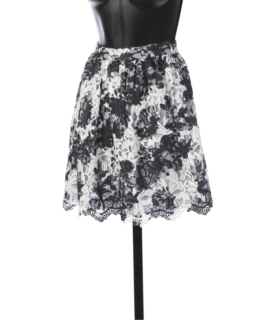 Thakoon Addition Navy & White Floral Print Mini Skirt