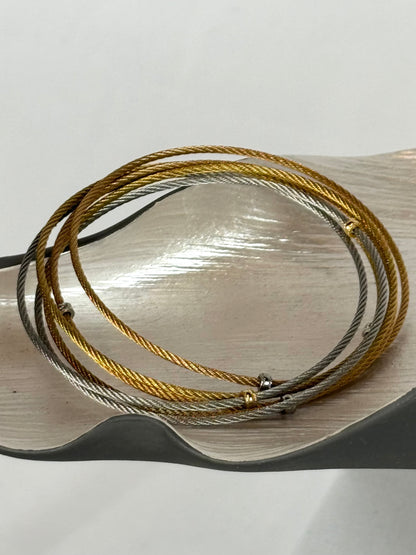 Alor 6-Row Slideover Bracelet Silver, Gold & Rose Gold Toned