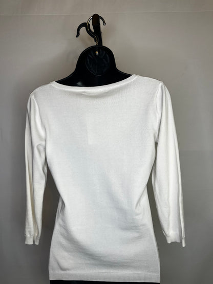 Ralph Lauren White V-Neck 3/4 Sleeve Top