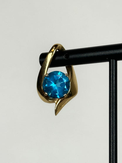 John Atencio Gold Toned Blue Topaz Pendant