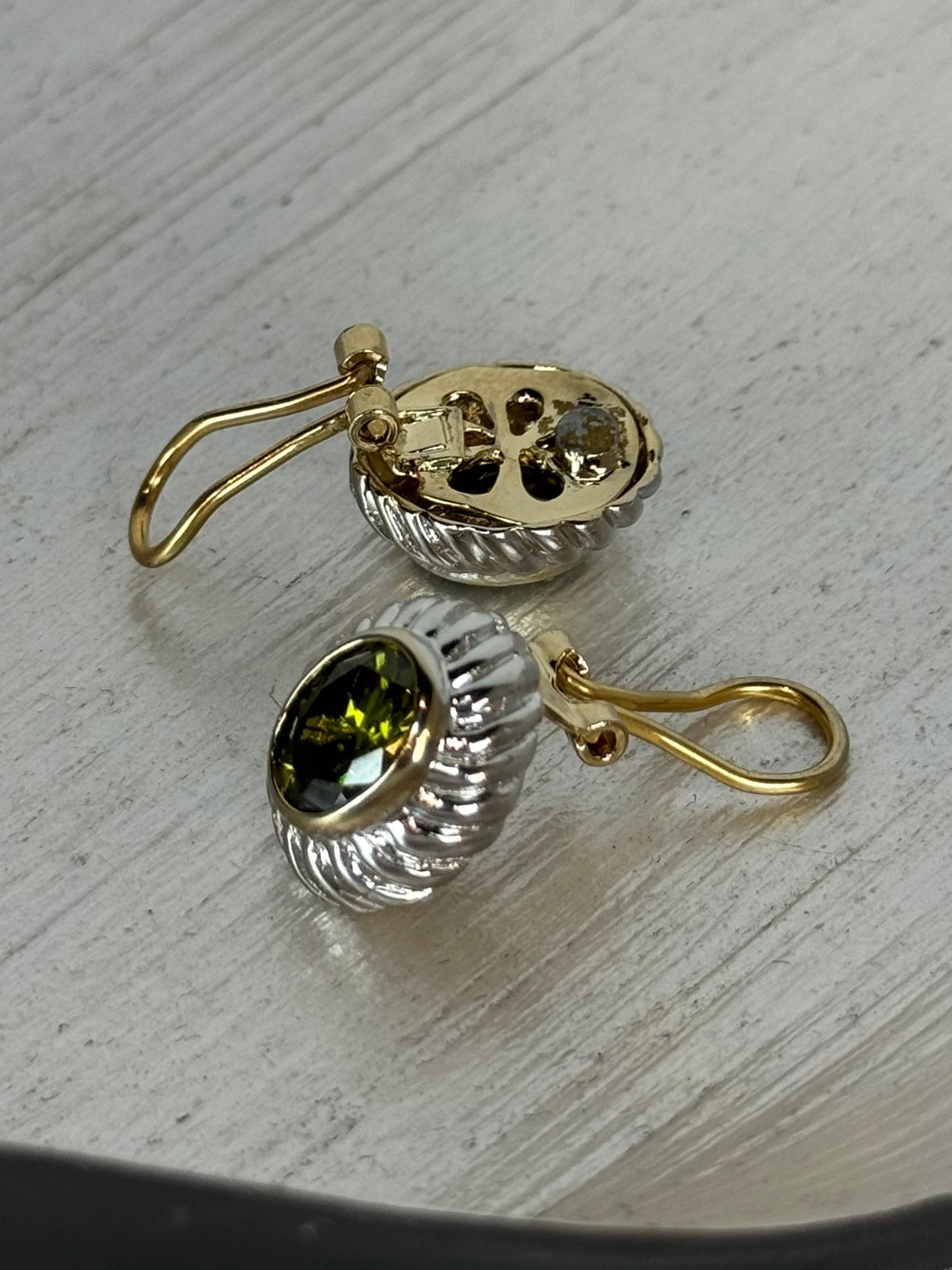 David Yurman Oval Peridot & Twist Sterling Silver Clip On Earrings