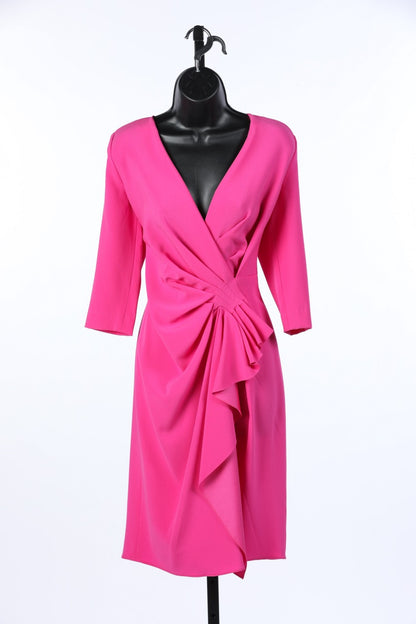 Escada "Drahna" Knee Length Faux Wrap Dress in "Lollypop" Pink NWT