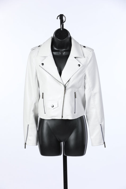 AS by DF White Leather Jacket w Silver Hardware