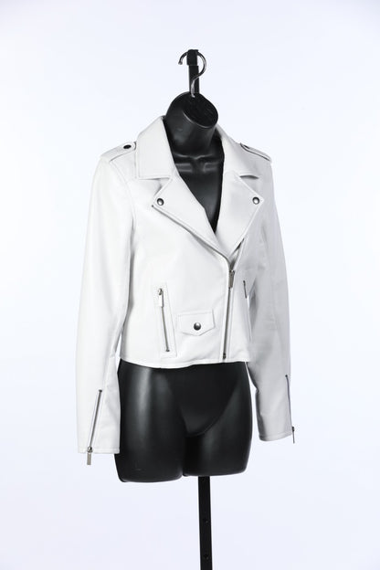AS by DF White Leather Jacket w Silver Hardware