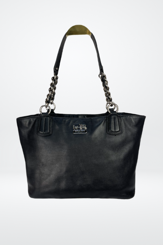 Coach Soft Leather Tote Bag with Chain Straps