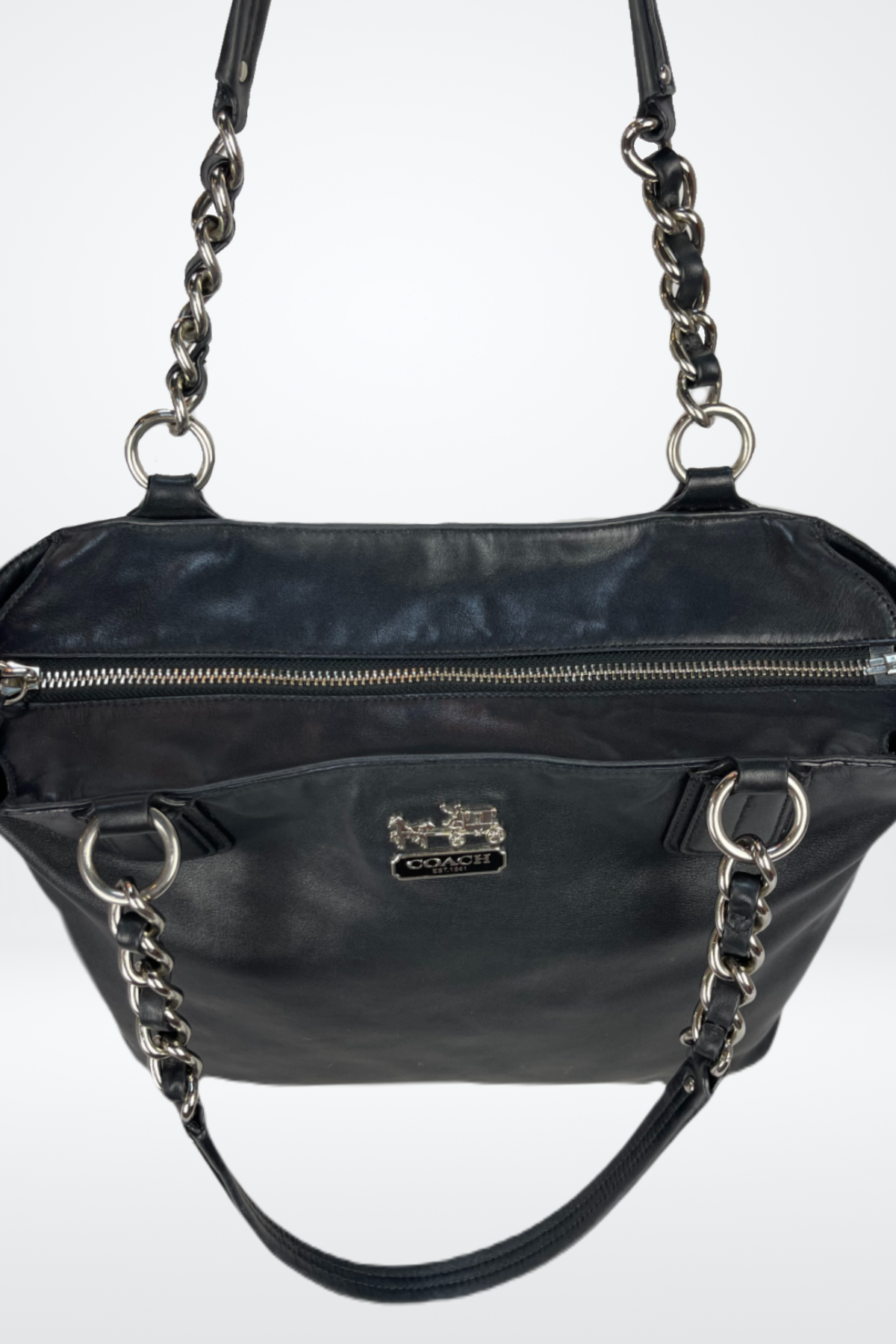 Coach black 2025 leather shoulder bag