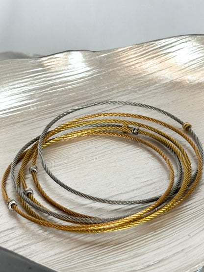 Alor 6-Row Slideover Bracelet Silver, Gold & Rose Gold Toned