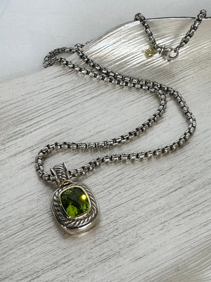 David Yurman Rectangle Peridot & Twist Sterling Silver Albion Charm Pendant