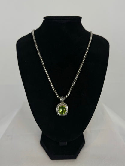 David Yurman Rectangle Peridot & Twist Sterling Silver Albion Charm Pendant