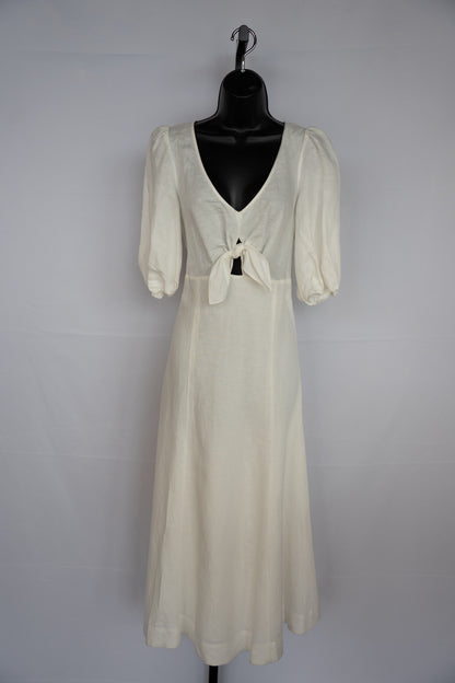 Parker White V-Neck Maxi Dress w/ Balloon Sleeves NWT