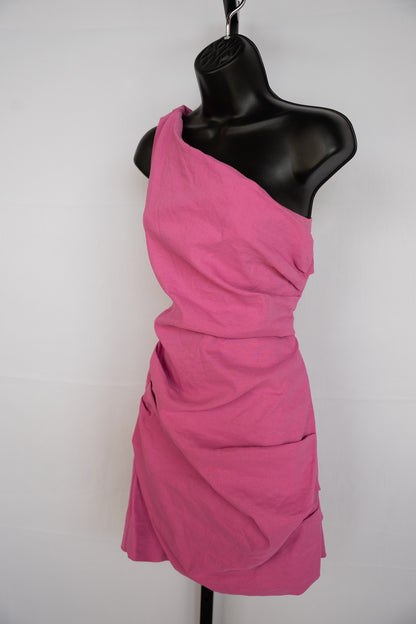 ALC Hot Pink One Shoulder Ruched Mini Dress NWT