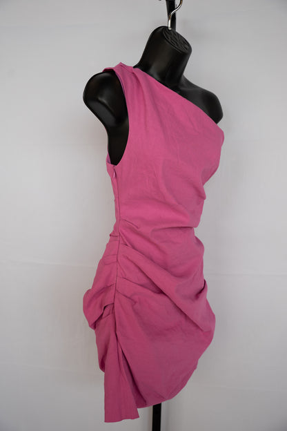 ALC Hot Pink One Shoulder Ruched Mini Dress NWT
