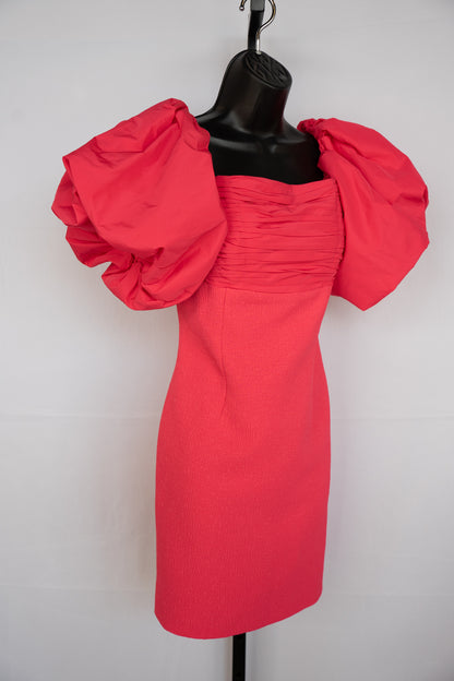 Rebecca Vallance Bright Pink Off-Shoulder Balloon Sleeve Mini Dress