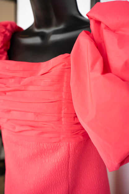 Rebecca Vallance Bright Pink Off-Shoulder Balloon Sleeve Mini Dress