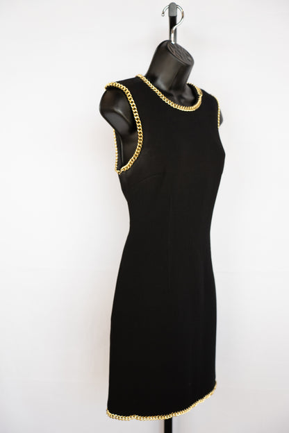 Rebecca Vallance Black High Neck Sleeveless Mini Dress w/ Chain Lining