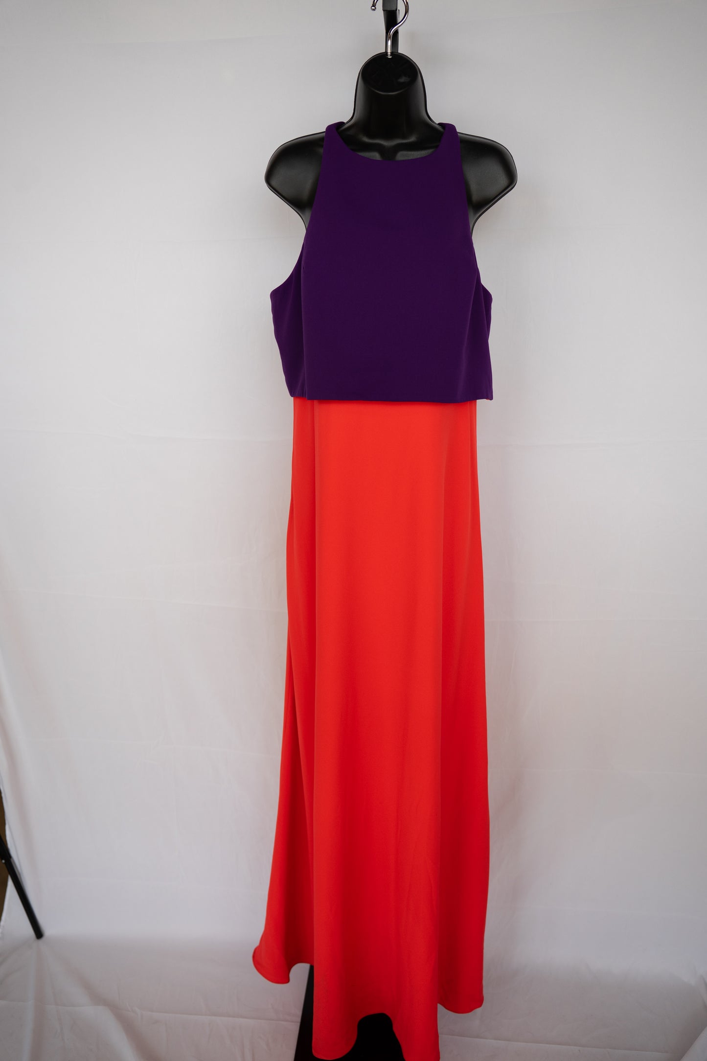 Jill Stuart Orange Purple Colorblock Sleeveless Halter Maxi Dress NWT