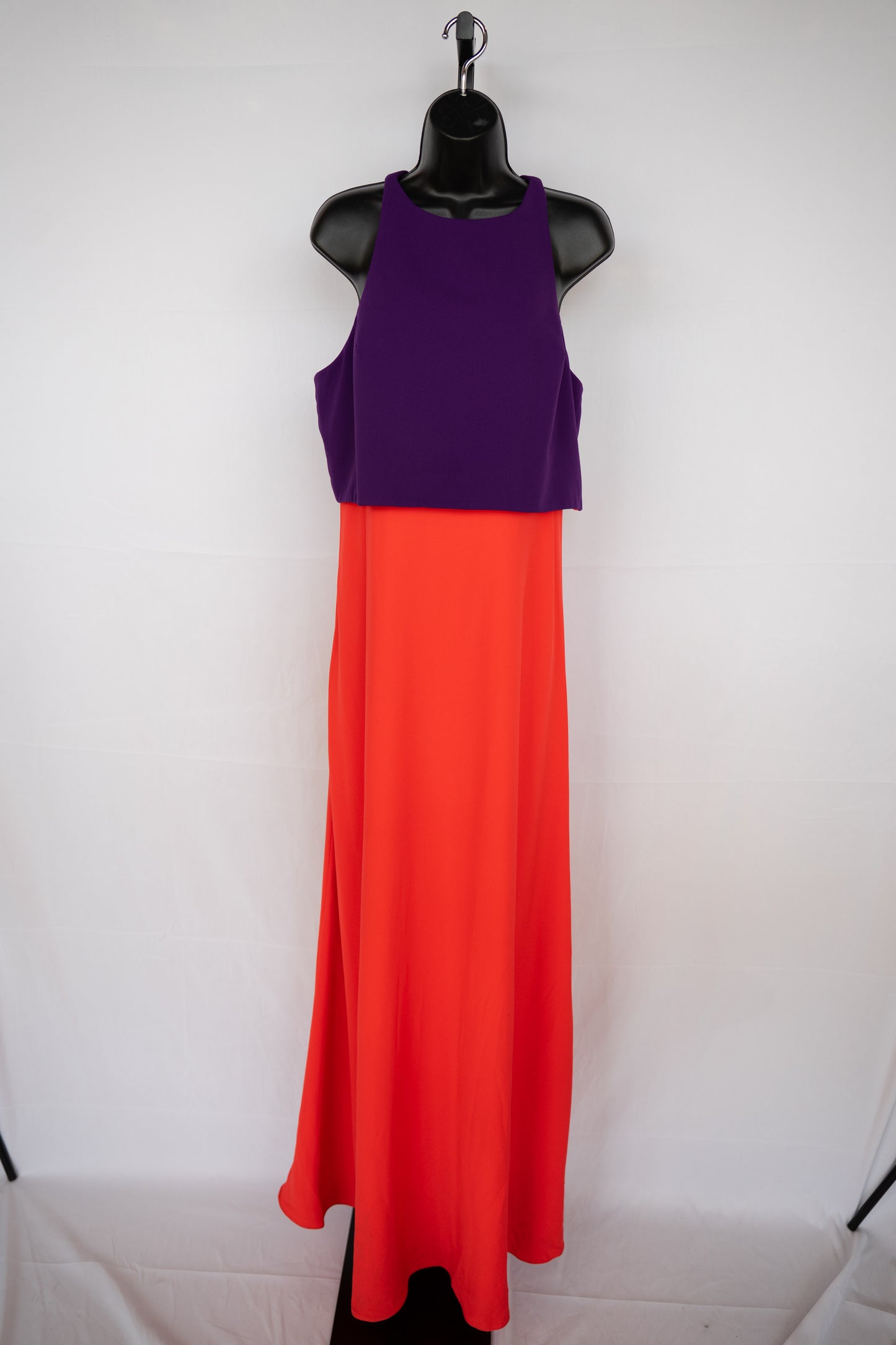 Jill Stuart Orange Purple Colorblock Sleeveless Halter Maxi Dress NWT