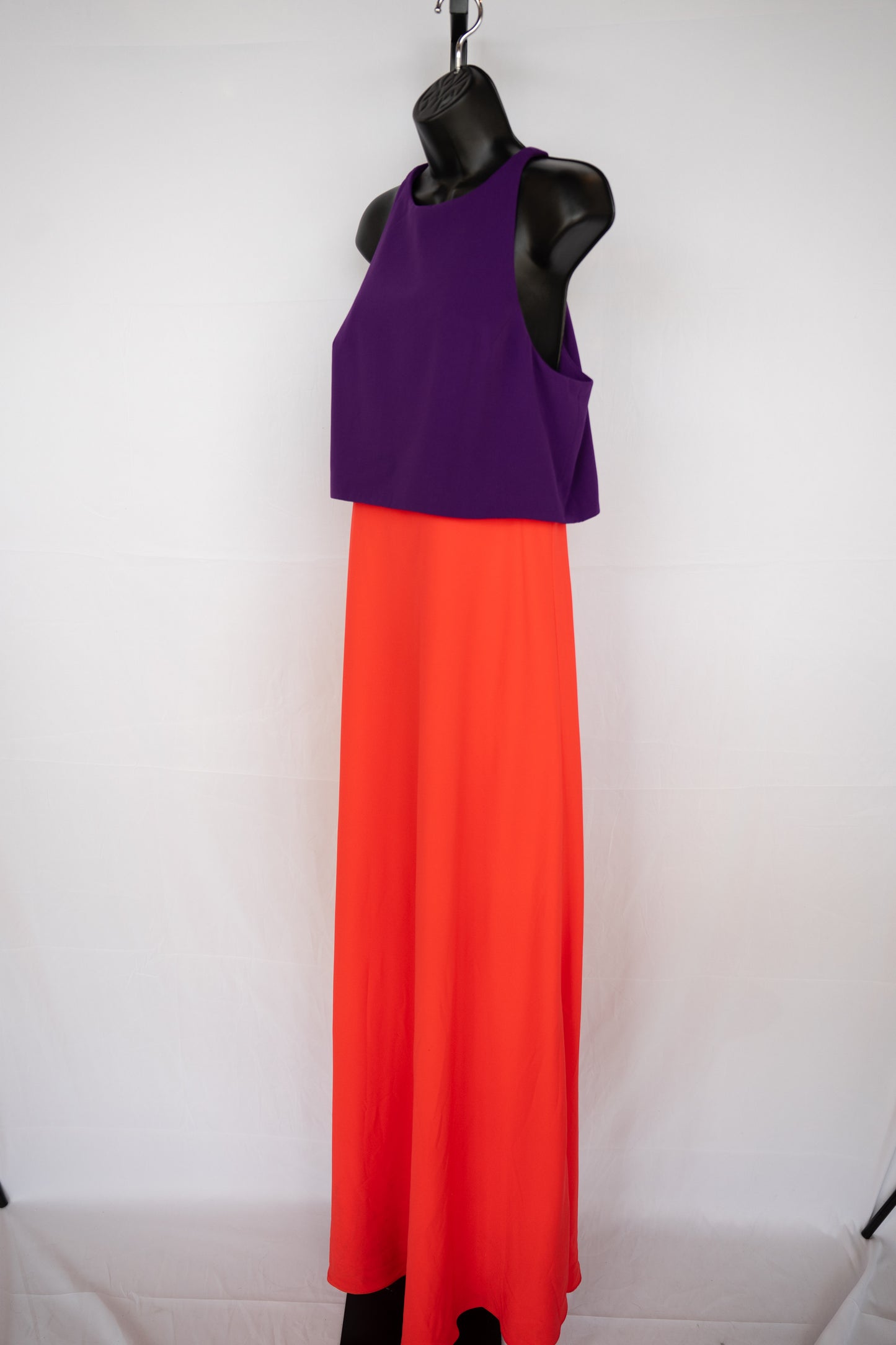 Jill Stuart Orange Purple Colorblock Sleeveless Halter Maxi Dress NWT