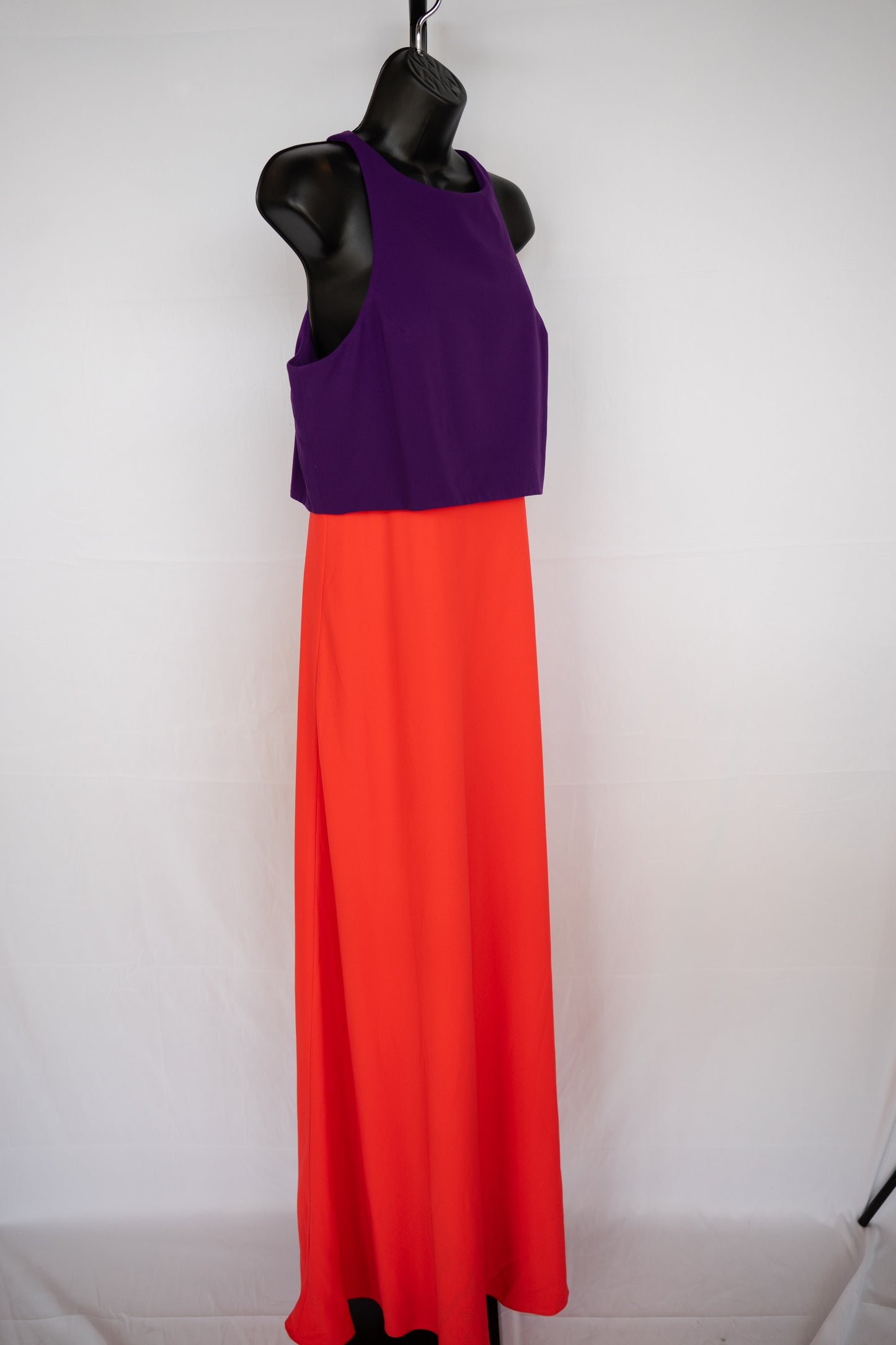 Jill Stuart Orange Purple Colorblock Sleeveless Halter Maxi Dress NWT