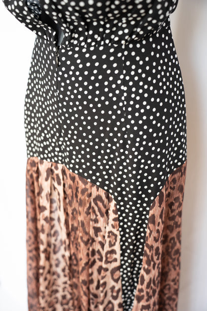 Rixo Polka Dot & Cheetah Print Sleeveless Maxi Dress