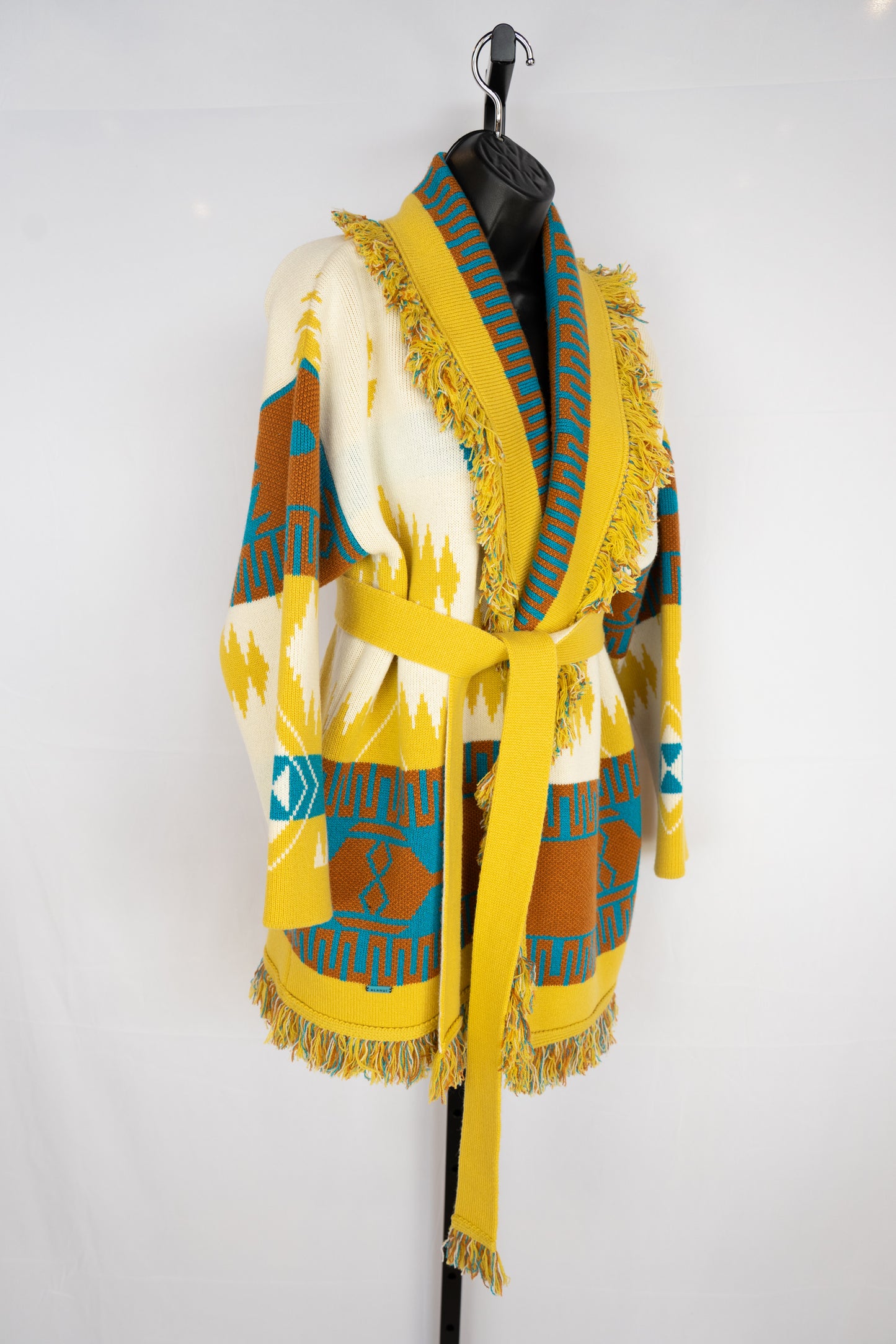 Alanui Yellow Blue & Brown Fringe Sweater NWT