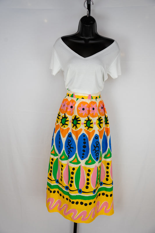 Joie Cotton Multi Colored Multi Pattern Maxi Skirt