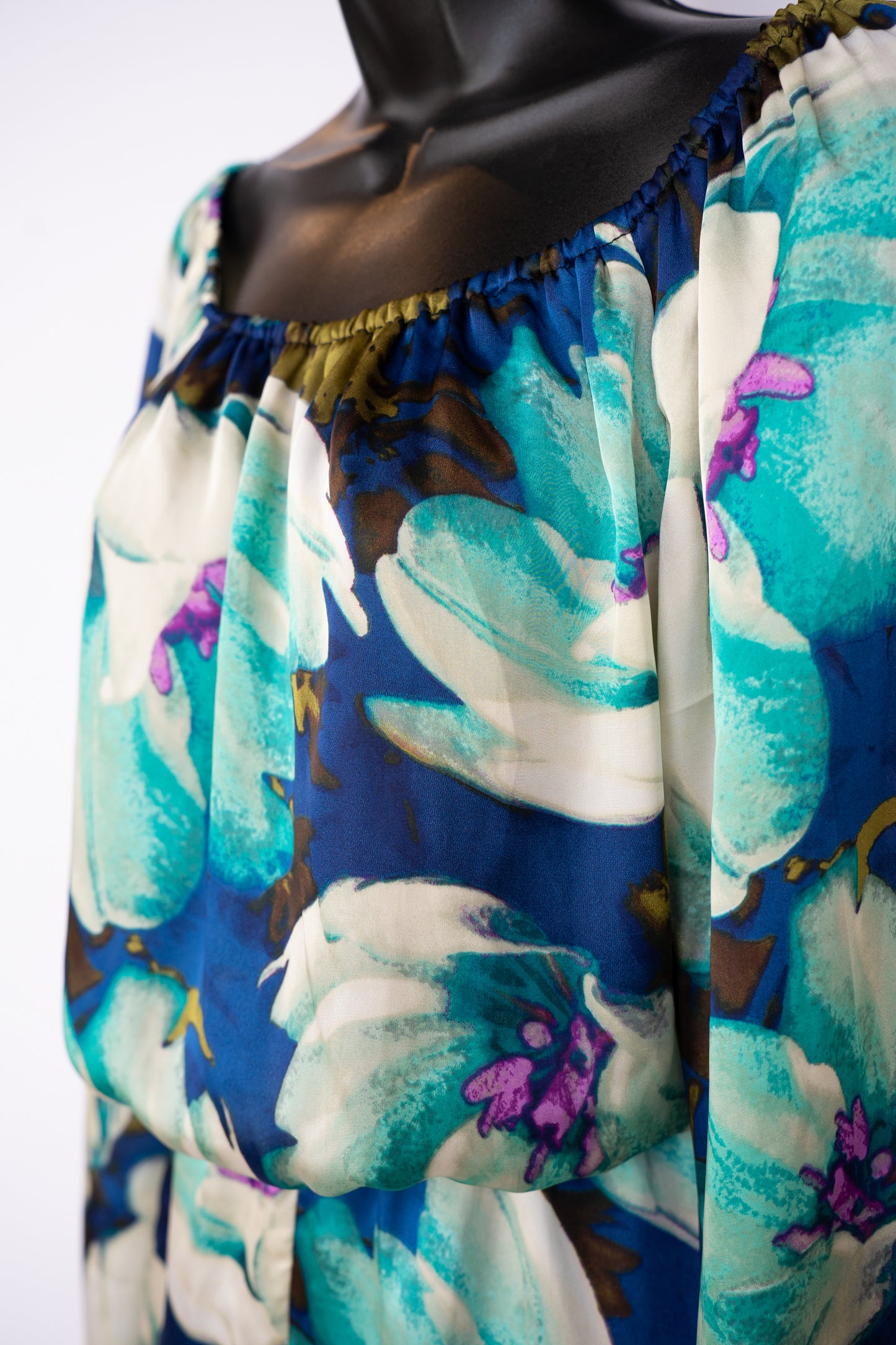 Show Me Your Mumu Blue Green & Purple Floral Print Long Sleeve Romper
