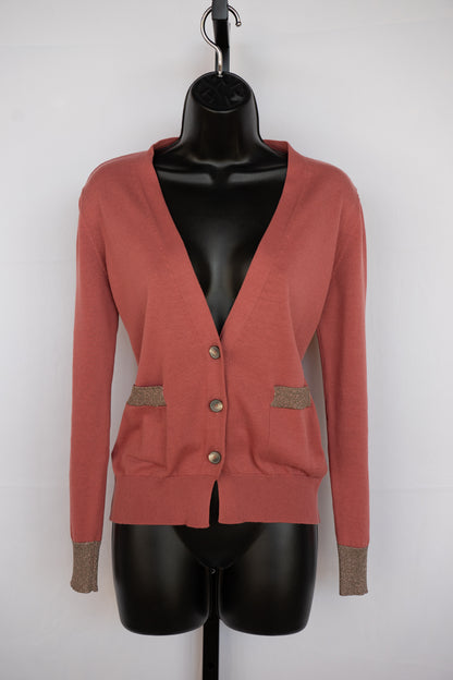 Fabiana Filippi Blush Cardigan Sweater w/ Sparkle Cuffs