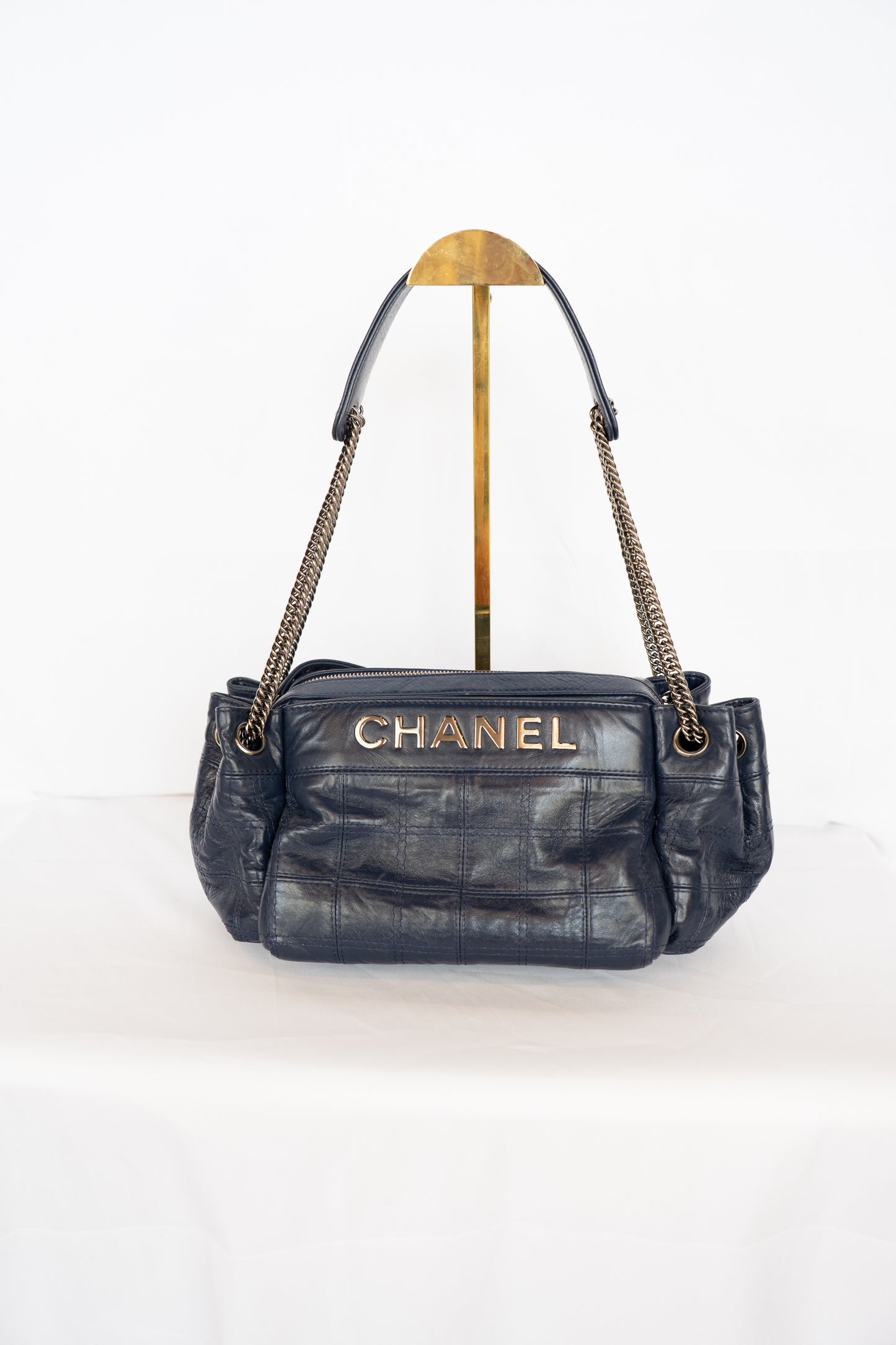 Chanel Navy LAX Accordion Shoulder Bag