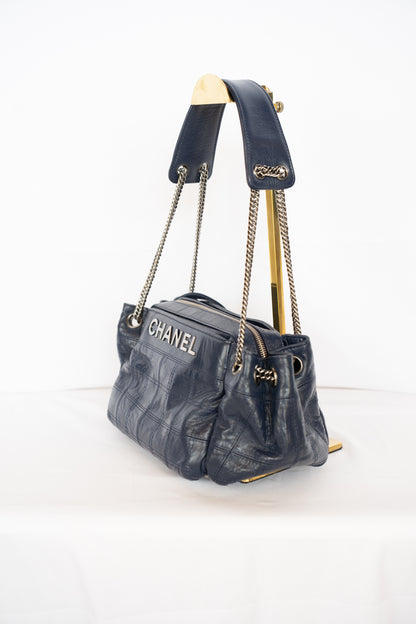 Chanel Navy LAX Accordion Shoulder Bag
